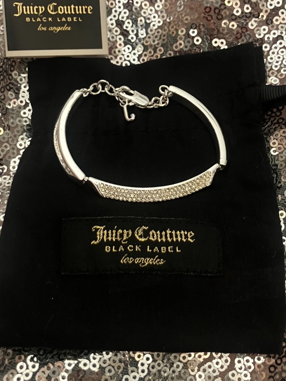 Juicy Couture Silver-Tone Crystal Pavé Bracelet